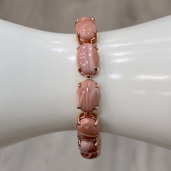 Australian Pink Opal Pink Jade Thai Black Spinel 14K RG Sterling Silver Bracelet - Picture 2 of 16